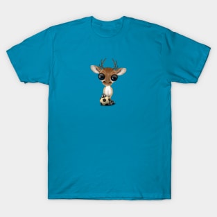 Cute Baby Deer With Football Soccer Ball T-Shirt